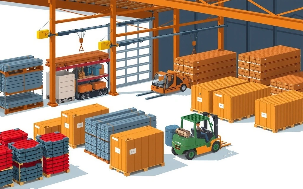 SteelCraft materials warehouse and supply chain management center showing organized inventory and logistics coordination